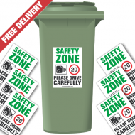 Safety Zone 20 mph Speed Reduction Wheelie Bin Stickers